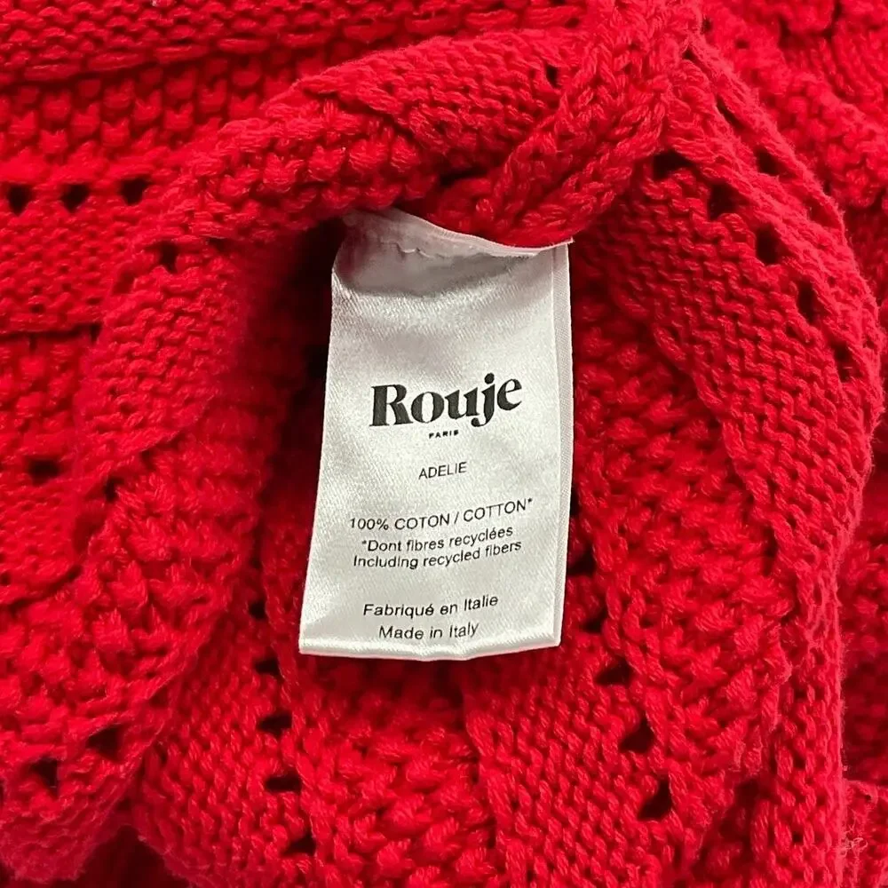 Rouje Scalloped Red Adelie Cardigan Size XS - Picture 5 of 5